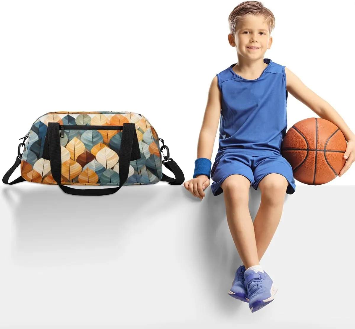 Colored Leaves Kids Duffle Bag Boys Girls Small Sport Dance Gym Bag for Overnight Travel Weekender Carry On