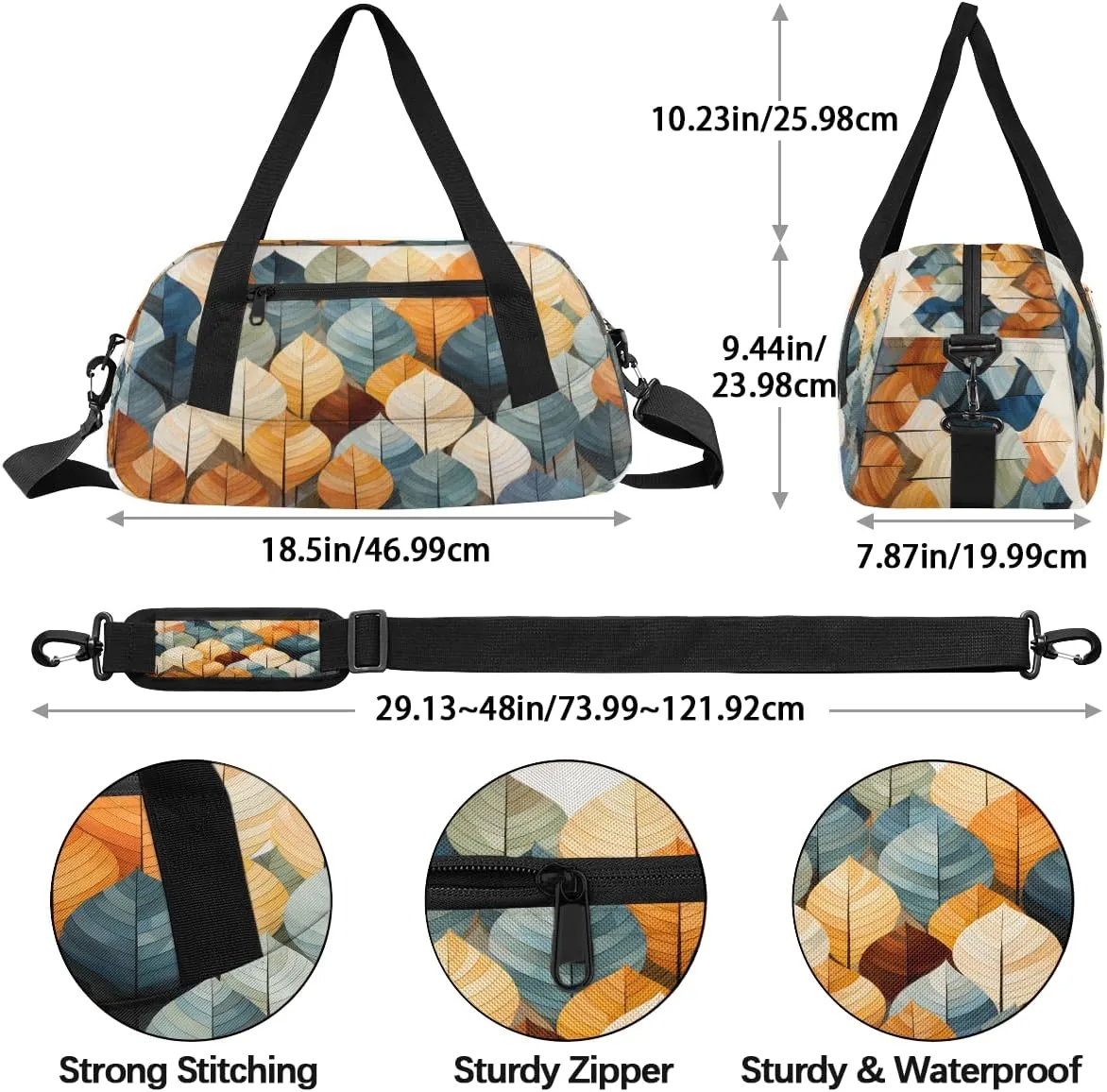 Colored Leaves Kids Duffle Bag Boys Girls Small Sport Dance Gym Bag for Overnight Travel Weekender Carry On