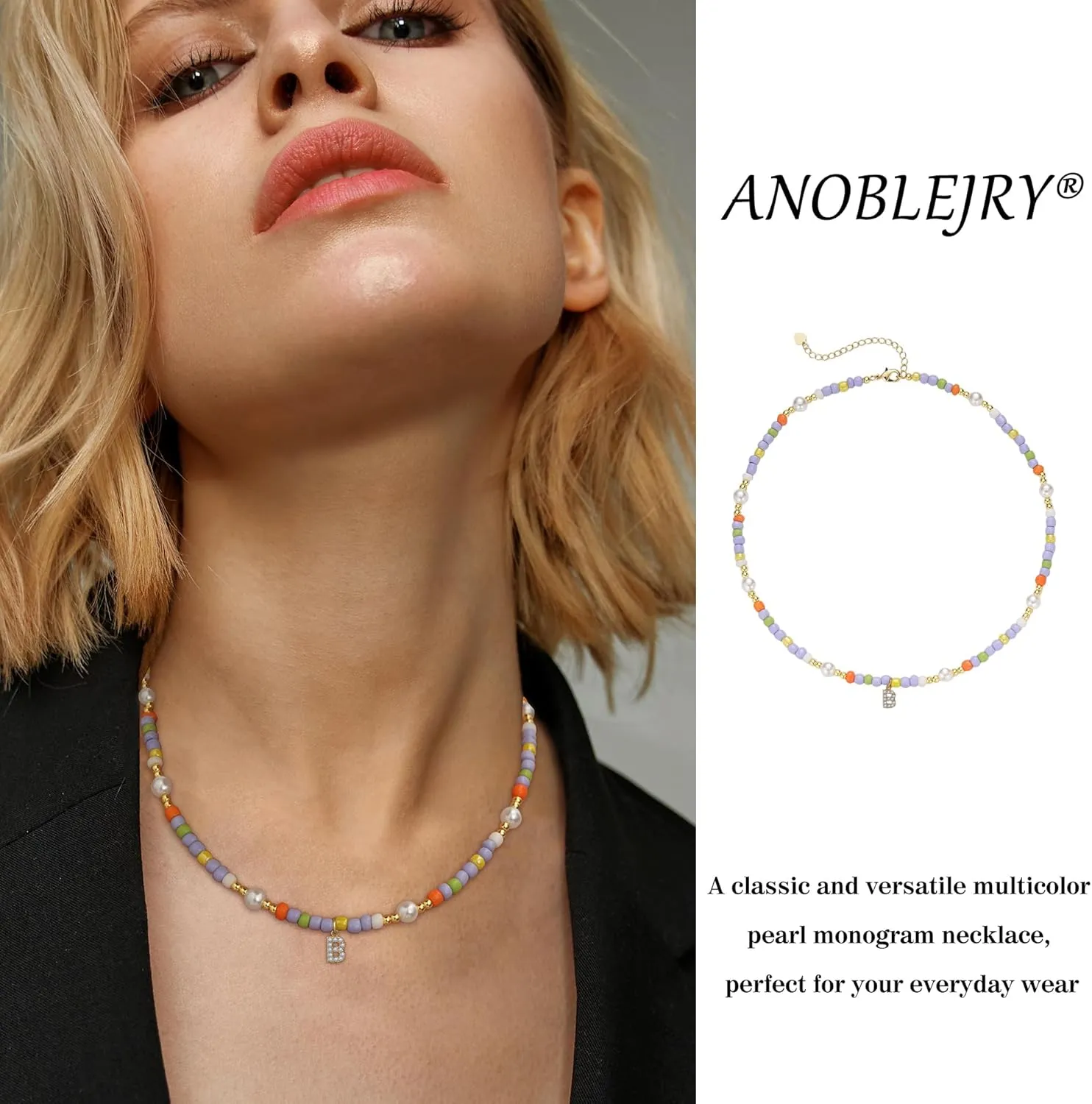 Colorful Beaded Initial Necklaces for Women Boho Jewelry Cute Initial A-Z Choker Necklaces for Women Summer Gifts Jewelry Trendy Sister Birthday Gifts