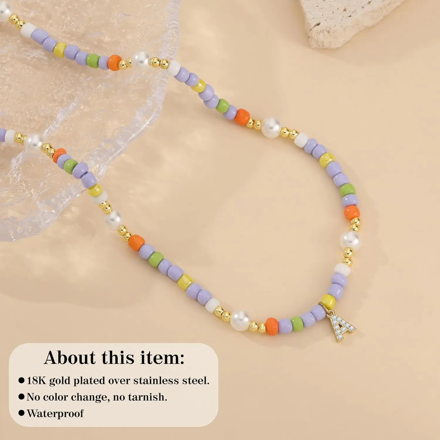 Colorful Beaded Initial Necklaces for Women Boho Jewelry Cute Initial A-Z Choker Necklaces for Women Summer Gifts Jewelry Trendy Sister Birthday Gifts