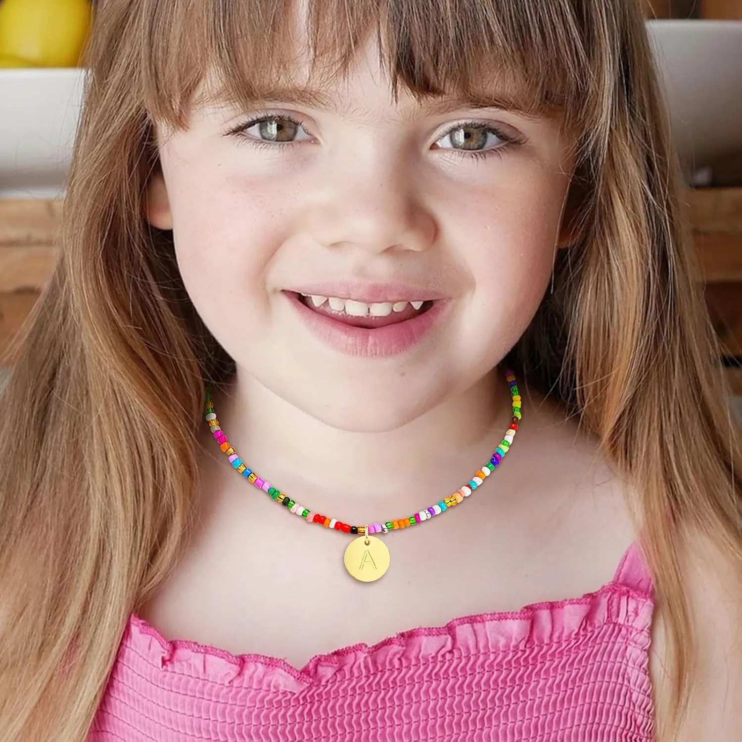 Colorful Beaded Initial Necklaces - Handmade Trendy Gold Beaded Choker Necklace, Letter Necklace Pendant Jewelry for Women Sister Friends,Graduation Christams Holiday Birthday Gift for Daughter Niece