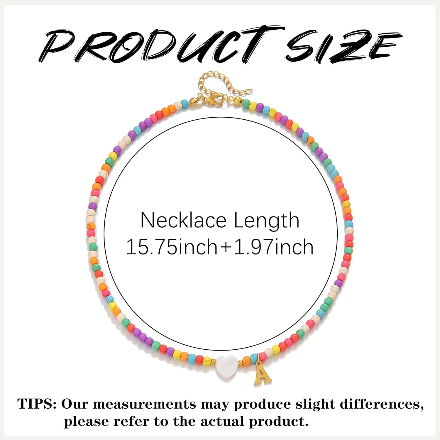 Colorful Beaded Necklaces for Women Beaded Necklace with Initial Charm Bohemian Summer Beach A-Z Pendant Necklaces Personalized Birthday Gifts for Women