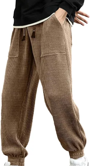 Comfortable Sweatpants for Men Mens Corduroy Joggers Pants Casual Cargo Pants Drawstring Elastic Athletic Lounge