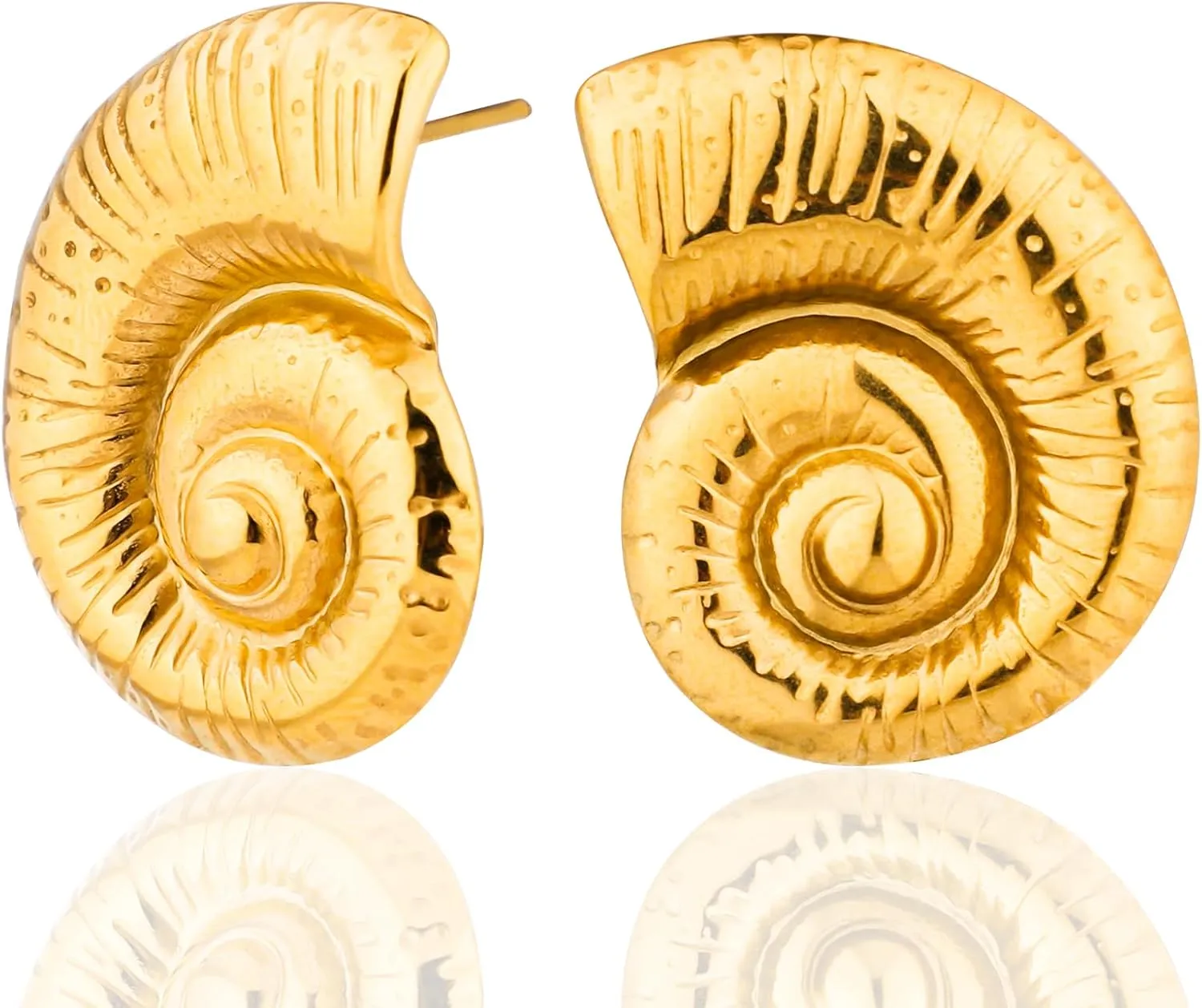 Conch Shell Earrings, Stainless Steel Sea Shell Earrings for Women Gold Conch Shell Earrings Jewelry Decoration Birthday Valentine's Day Perfect Gift for Women(Gold)