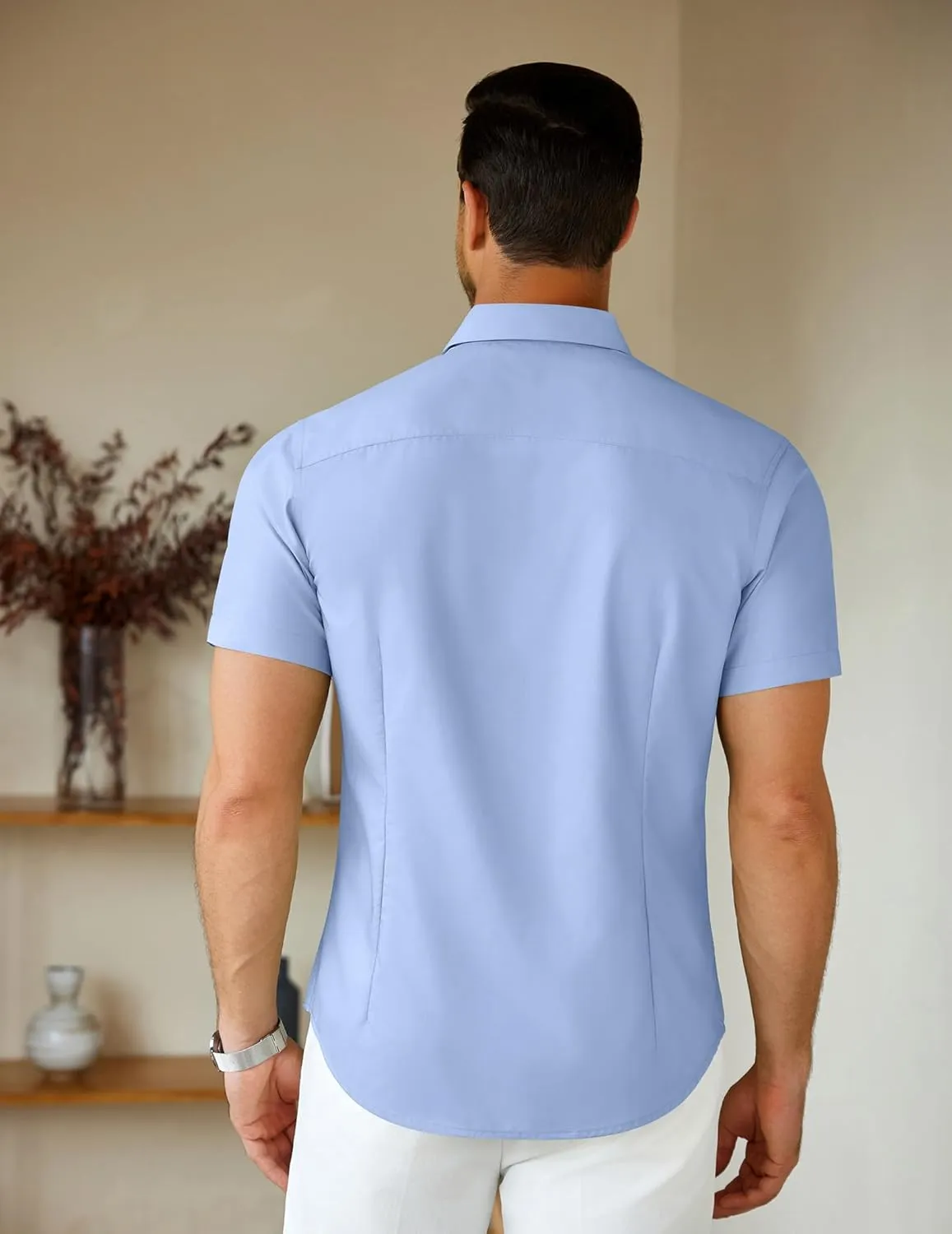 COOFANDY Men's Short Sleeve Dress Shirts Casual Button Down Wrinkle Free Regular Fit Business Untucked Shirts