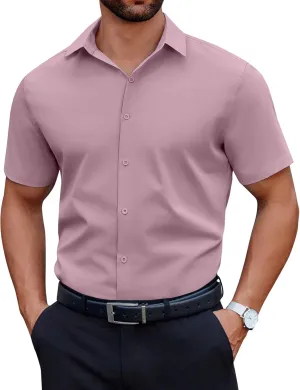 COOFANDY Men's Short Sleeve Dress Shirts Casual Button Down Wrinkle Free Regular Fit Business Untucked Shirts