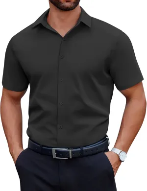 COOFANDY Men's Short Sleeve Dress Shirts Casual Button Down Wrinkle Free Regular Fit Business Untucked Shirts