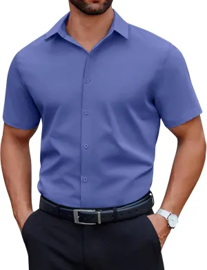 COOFANDY Men's Short Sleeve Dress Shirts Casual Button Down Wrinkle Free Regular Fit Business Untucked Shirts