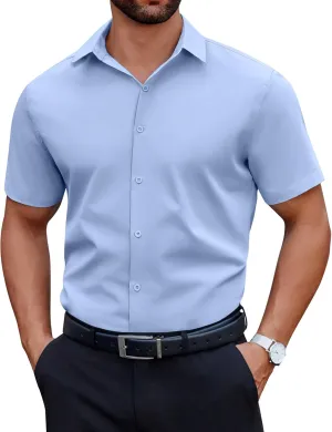COOFANDY Men's Short Sleeve Dress Shirts Casual Button Down Wrinkle Free Regular Fit Business Untucked Shirts