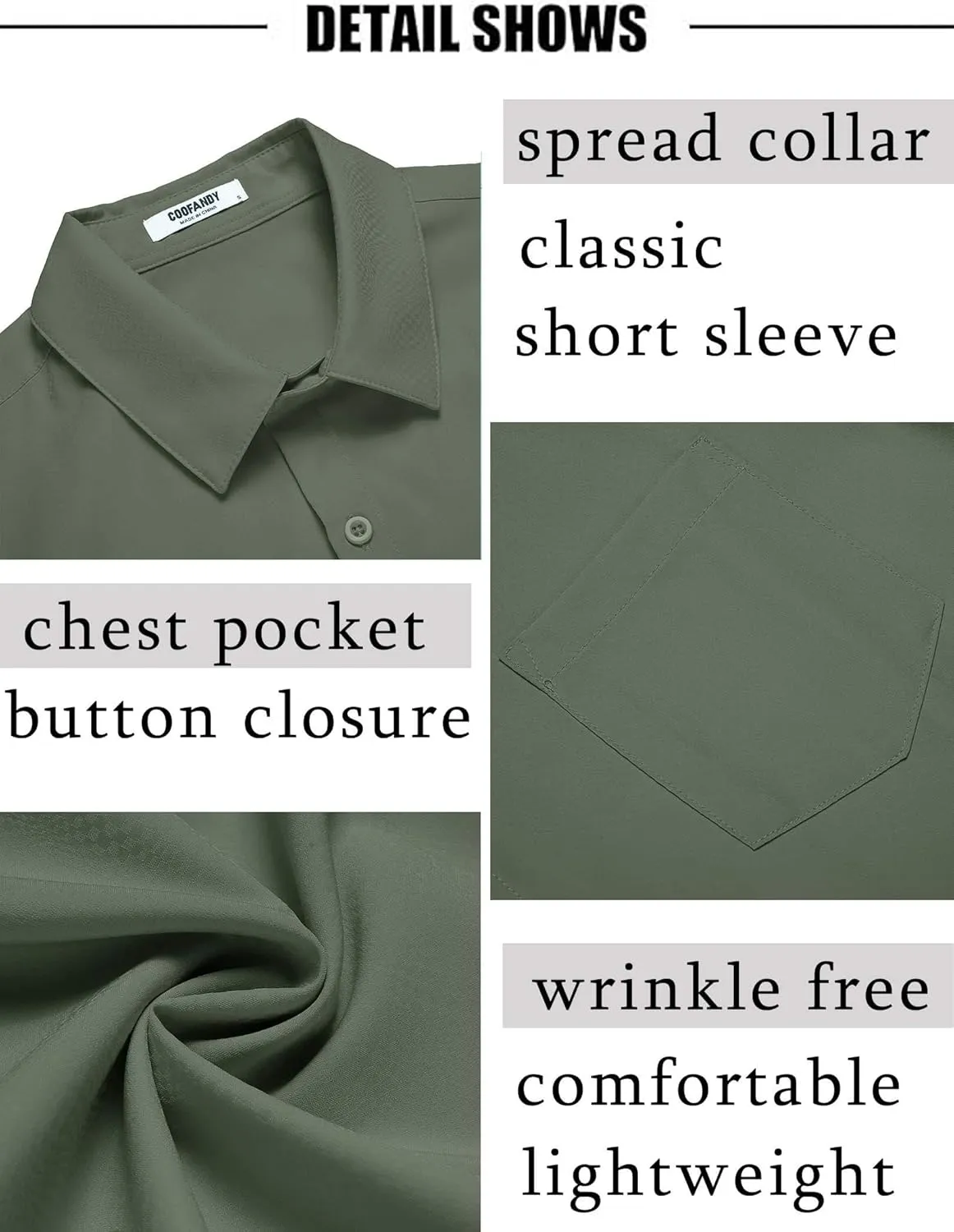 COOFANDY Men's Short Sleeve Dress Shirts Wrinkle Free Regular Fit Dress Shirt Textured Casual Button Down Shirts