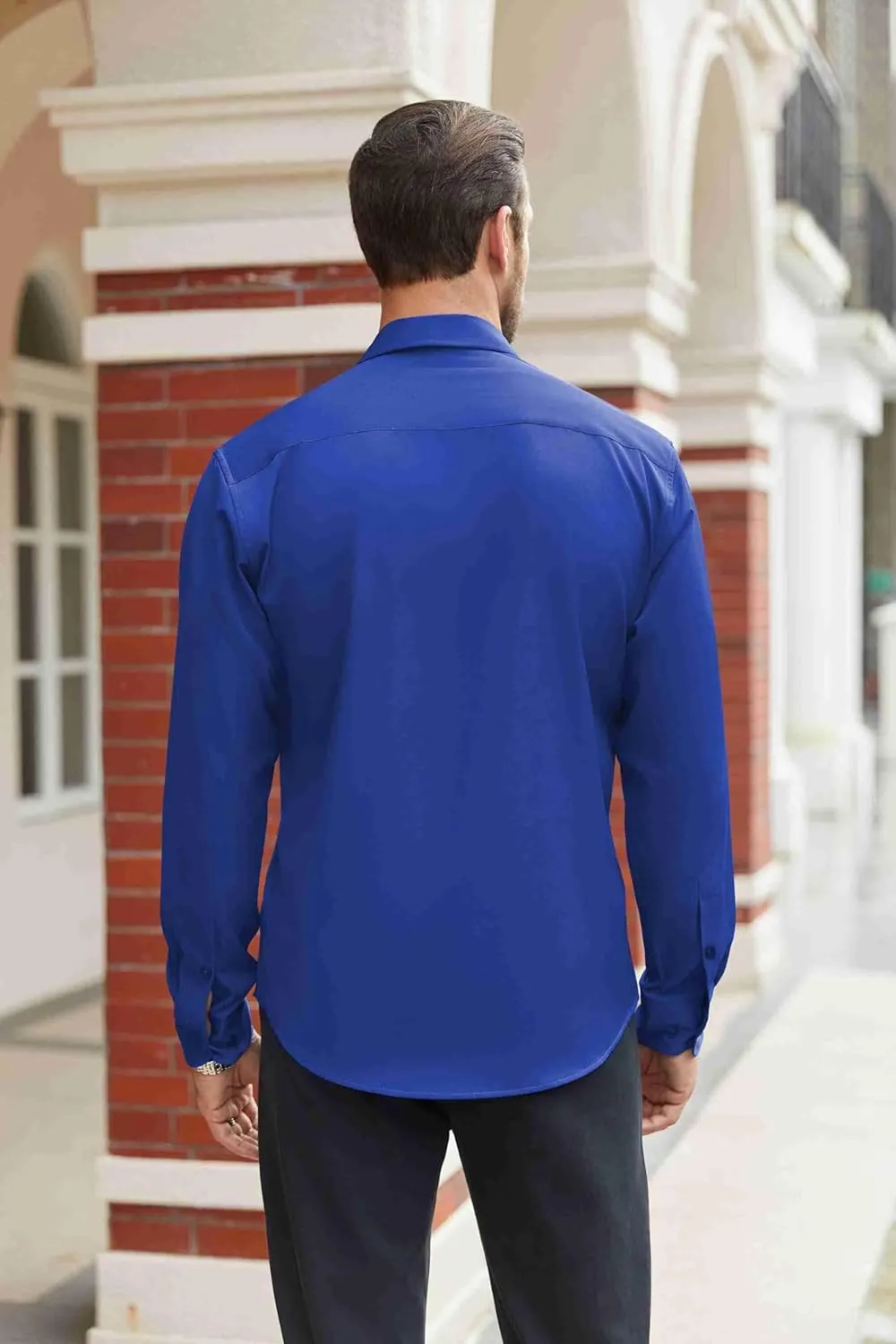 COOFANDY Mens Stretch Dress Shirts Long Sleeve Button Down Shirt Regular Fit Formal Business Shirts