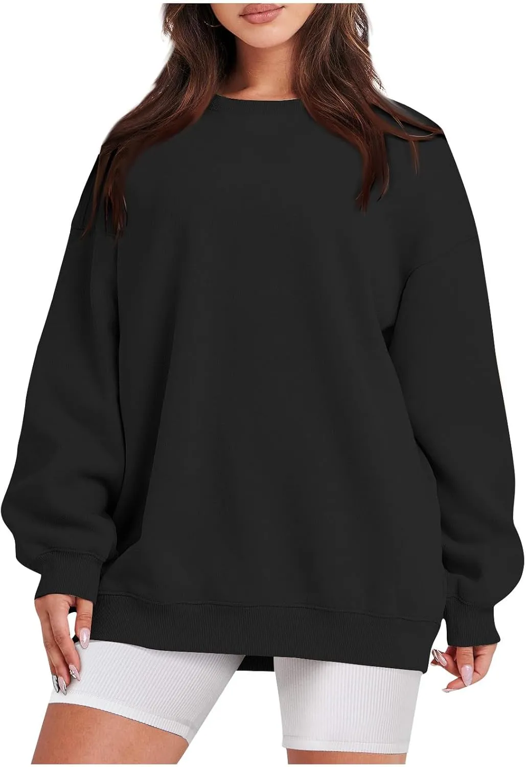 Crewneck Sweatshirts Women Soft Comfy Oversized Sweatshirt Drop Shoulder Long Sleeve Loose Fit Pullover Tops