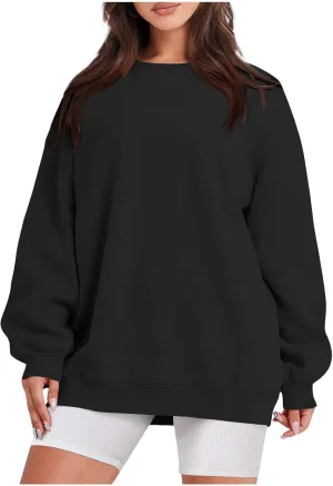 Crewneck Sweatshirts Women Soft Comfy Oversized Sweatshirt Drop Shoulder Long Sleeve Loose Fit Pullover Tops