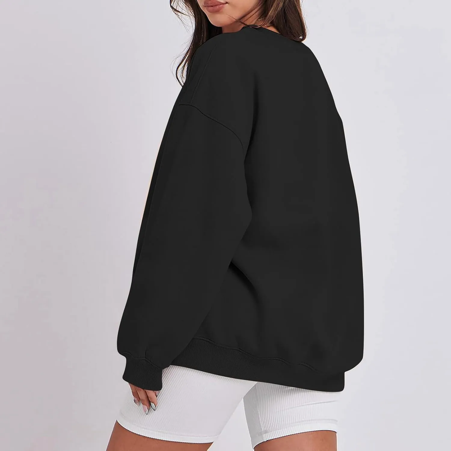 Crewneck Sweatshirts Women Soft Comfy Oversized Sweatshirt Drop Shoulder Long Sleeve Loose Fit Pullover Tops