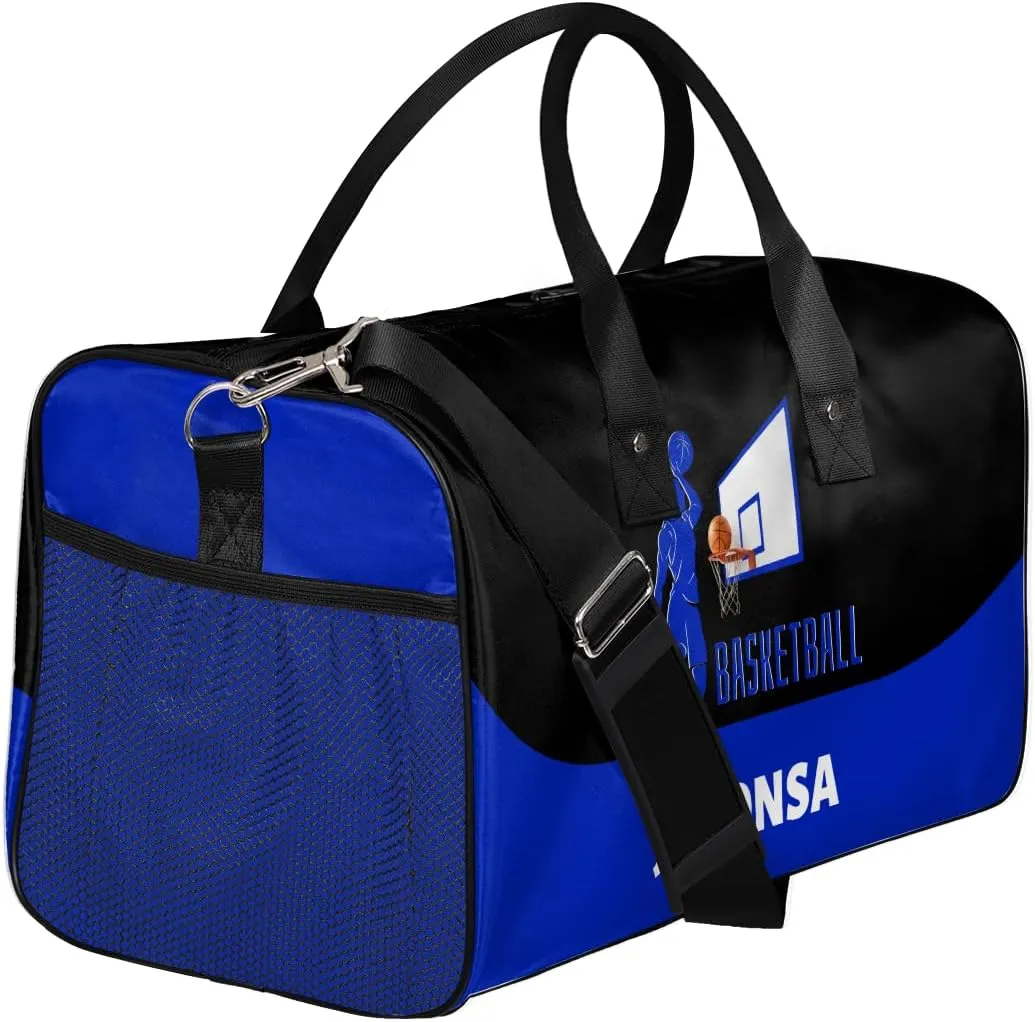 Custom Basketball Mini Duffel Bag for Women Men Foldable Gym Bag Carry on Overnight Weekender Bag for Workout Travel Hospital Basketball Print