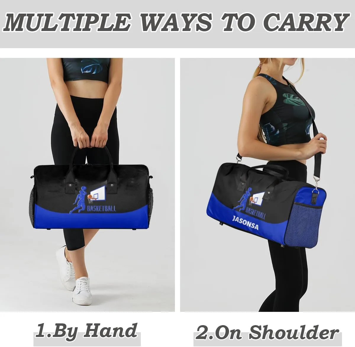 Custom Basketball Mini Duffel Bag for Women Men Foldable Gym Bag Carry on Overnight Weekender Bag for Workout Travel Hospital Basketball Print