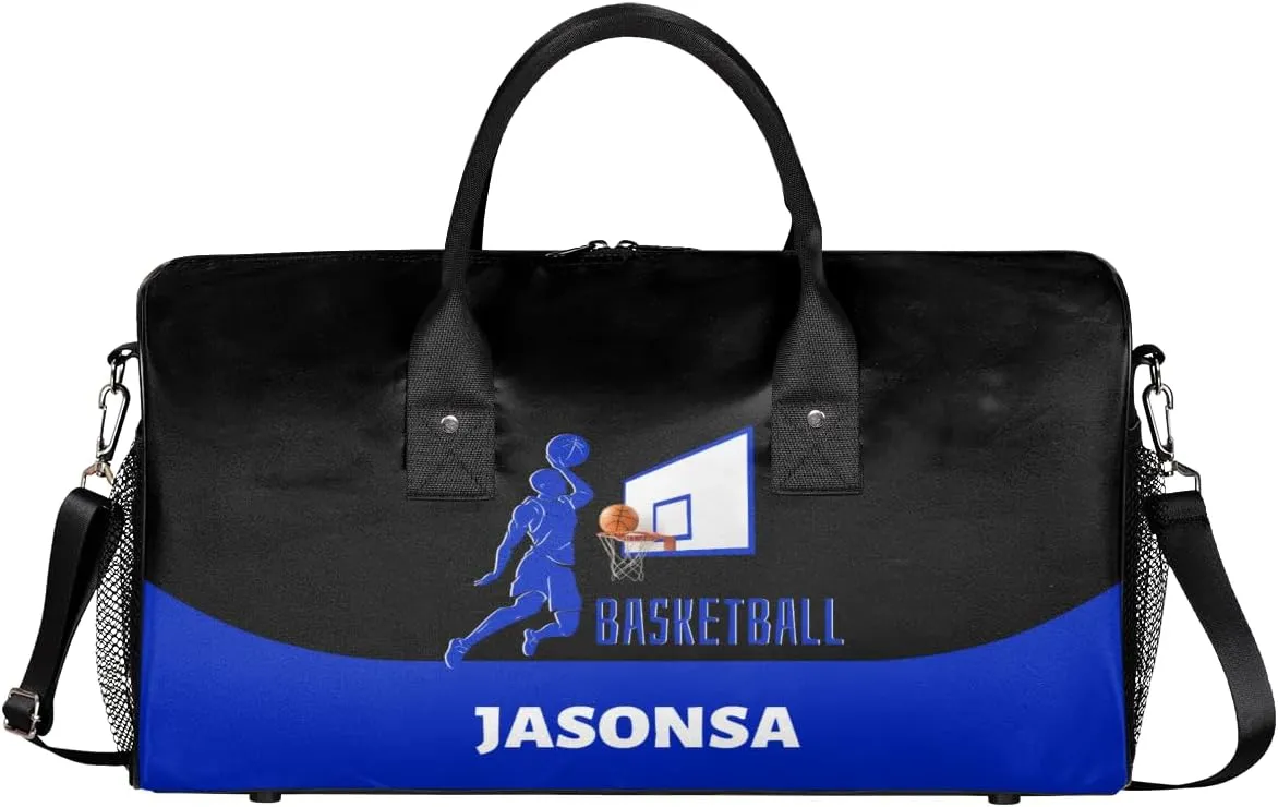 Custom Basketball Mini Duffel Bag for Women Men Foldable Gym Bag Carry on Overnight Weekender Bag for Workout Travel Hospital Basketball Print