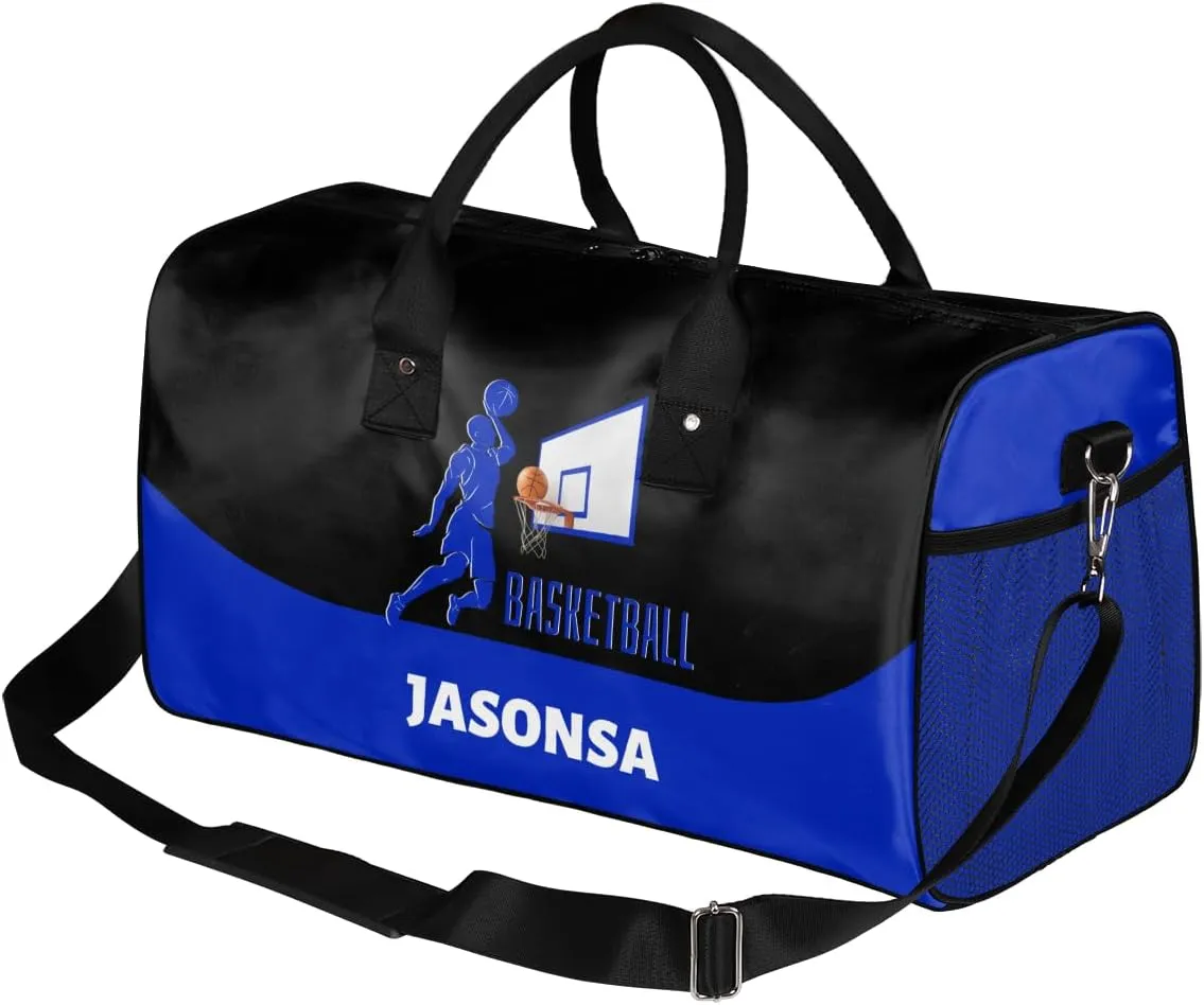 Custom Basketball Mini Duffel Bag for Women Men Foldable Gym Bag Carry on Overnight Weekender Bag for Workout Travel Hospital Basketball Print