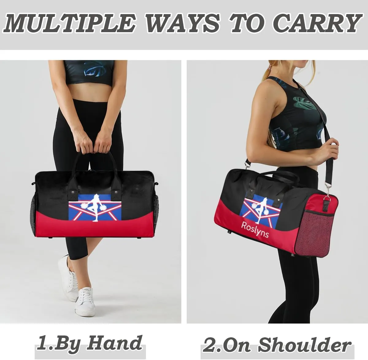Custom Cheer Mini Duffel Bag for Women Men Foldable Gym Bag Carry on Overnight Weekender Bag for Workout Travel Hospital