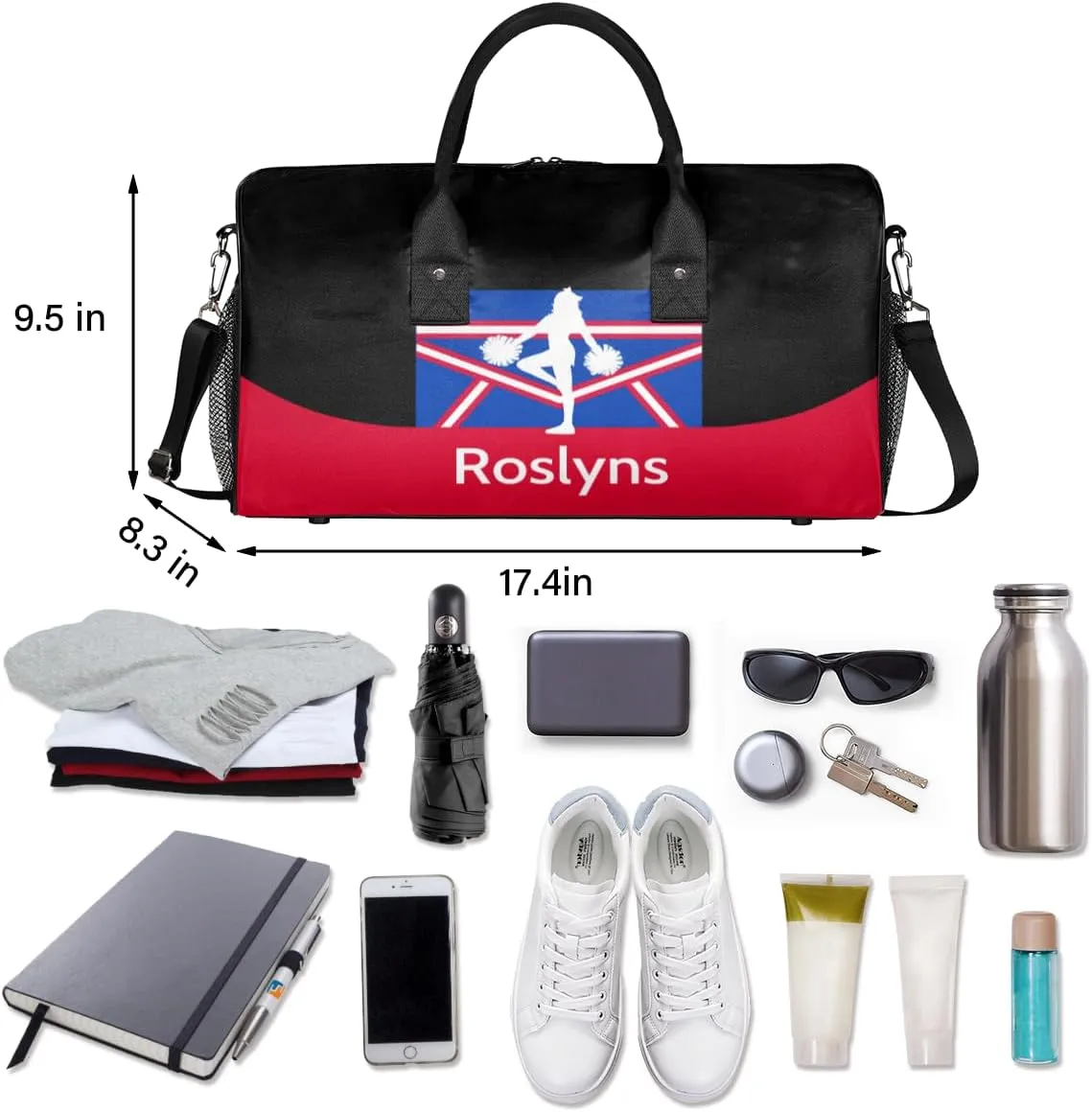 Custom Cheer Mini Duffel Bag for Women Men Foldable Gym Bag Carry on Overnight Weekender Bag for Workout Travel Hospital