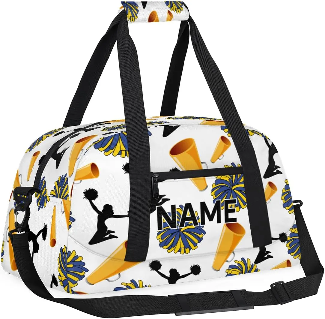 Custom Cheers Small Gym Bag 18 inch for Women Men Personalized Cheerleader Cheer Carry On Overnight Weekender Bag for Travel Work Dance Sport