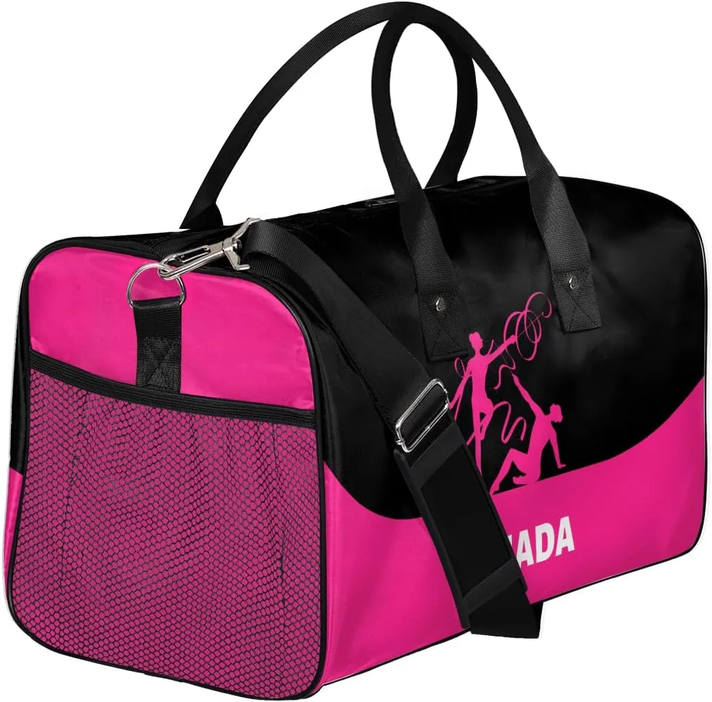 Custom Gymnastics Mini Duffel Bag for Women Men Foldable Gym Bag Carry on Overnight Weekender Bag for Workout Travel Hospital Gymnastics Print