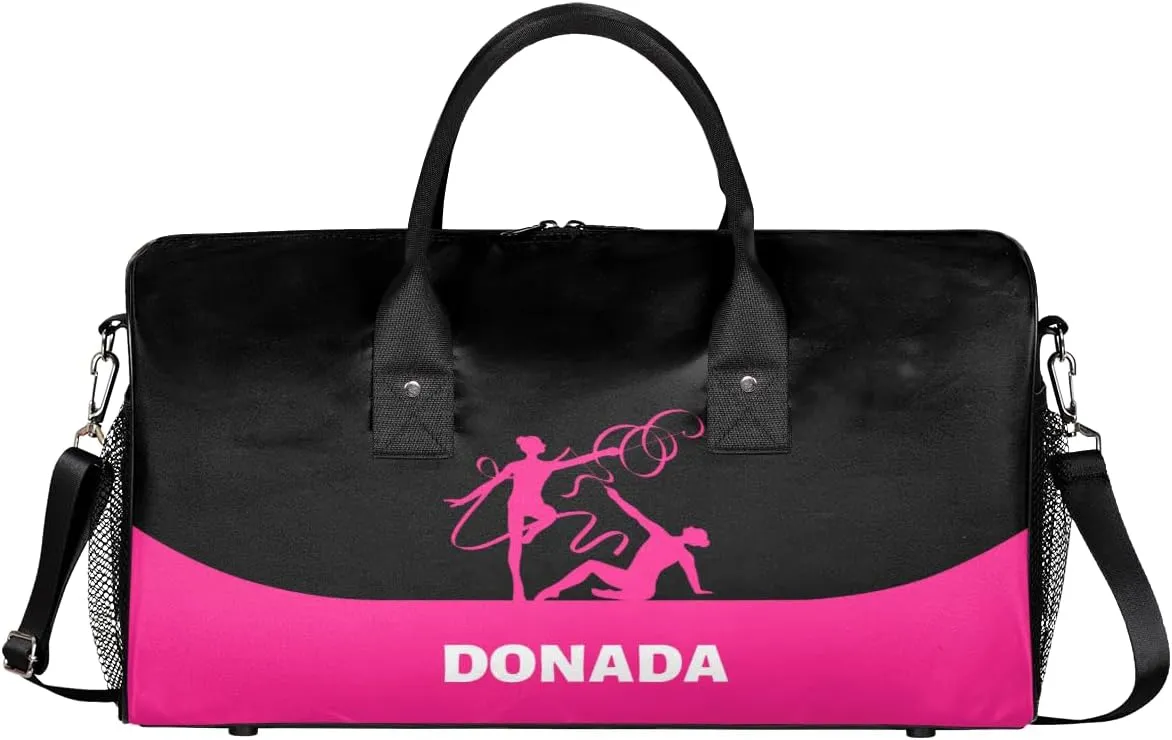 Custom Gymnastics Mini Duffel Bag for Women Men Foldable Gym Bag Carry on Overnight Weekender Bag for Workout Travel Hospital Gymnastics Print