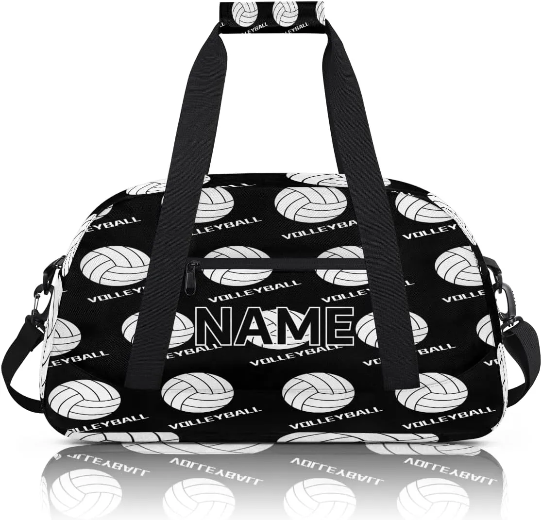 Custom Volleyball Small Gym Bag 18 inch for Women Men Personalized Volleyball Carry On Overnight Weekender Bag for Travel Work Dance Sport