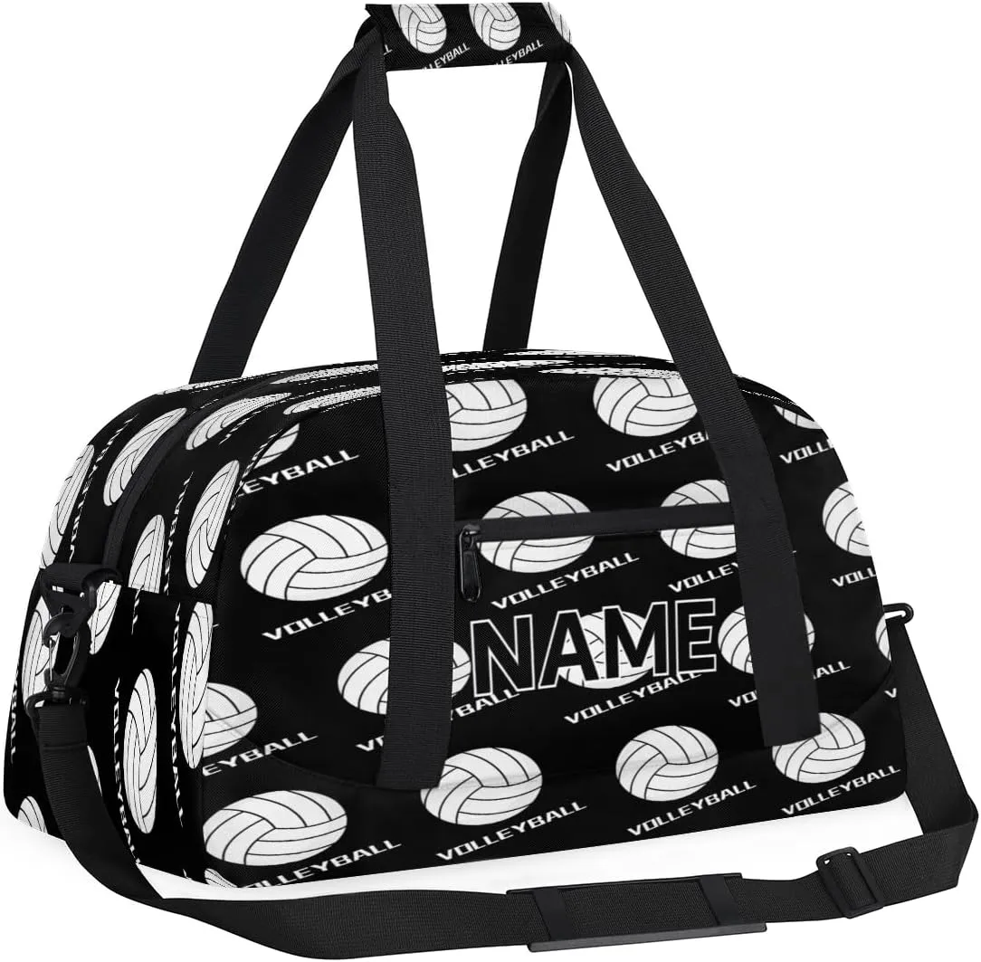 Custom Volleyball Small Gym Bag 18 inch for Women Men Personalized Volleyball Carry On Overnight Weekender Bag for Travel Work Dance Sport
