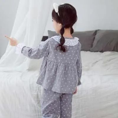 Custom Wholesale Cartoon Print Girls-طقم بيجامات قطنية