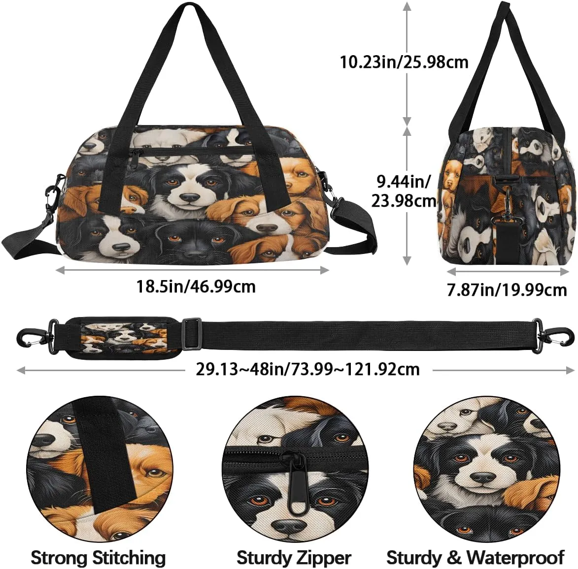 Cute Graffiti Dog Kids Duffle Bag Boys Girls Small Sport Dance Gym Bag for Overnight Travel Weekender Carry On