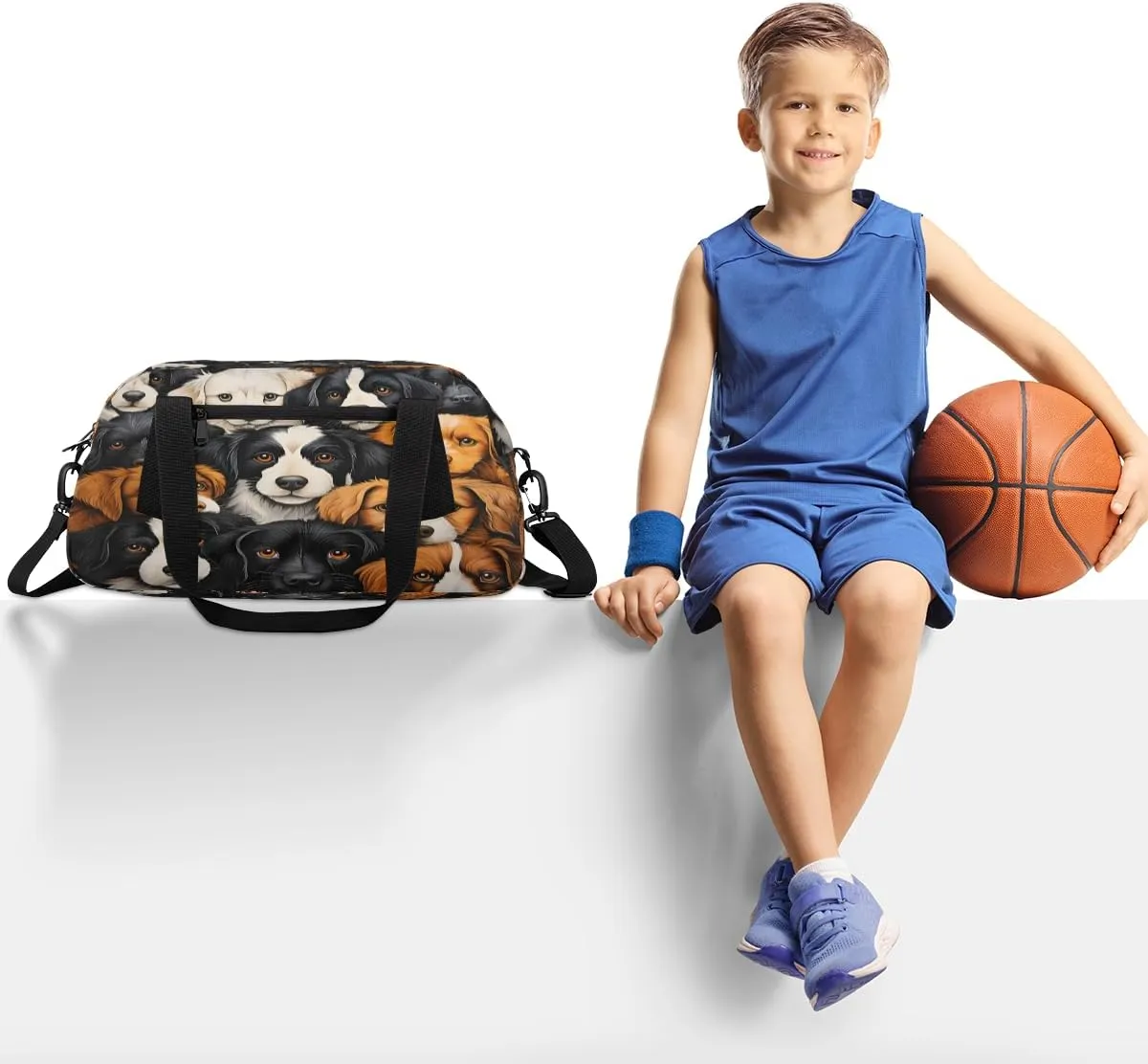 Cute Graffiti Dog Kids Duffle Bag Boys Girls Small Sport Dance Gym Bag for Overnight Travel Weekender Carry On