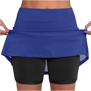 DDAPJ pyju Womens Tennis Skirt with Shorts Plus Size High Waisted Modest Skirts Workout Skort Golf Skirt Athletic Skorts