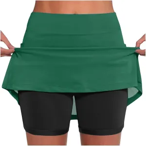 DDAPJ pyju Womens Tennis Skirt with Shorts Plus Size High Waisted Modest Skirts Workout Skort Golf Skirt Athletic Skorts
