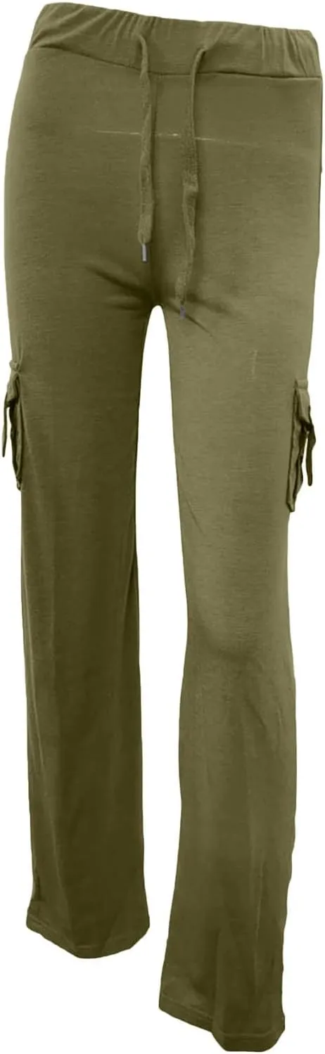 DDAPJ pyju Yoga Cargo Pants Women Wide Leg Pants Stretch High Waisted Casual Pants Athlethic Travel Trousers with Pockets