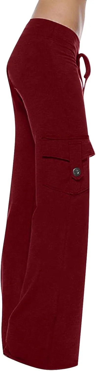 DDAPJ pyju Yoga Cargo Pants Women Wide Leg Pants Stretch High Waisted Casual Pants Athlethic Travel Trousers with Pockets