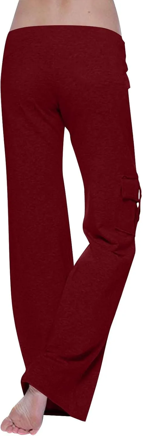 DDAPJ pyju Yoga Cargo Pants Women Wide Leg Pants Stretch High Waisted Casual Pants Athlethic Travel Trousers with Pockets