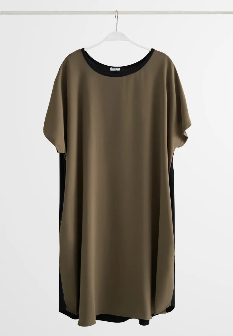 Comfortable Dency Lounge Dress for Back Stretch in Chic Army Green