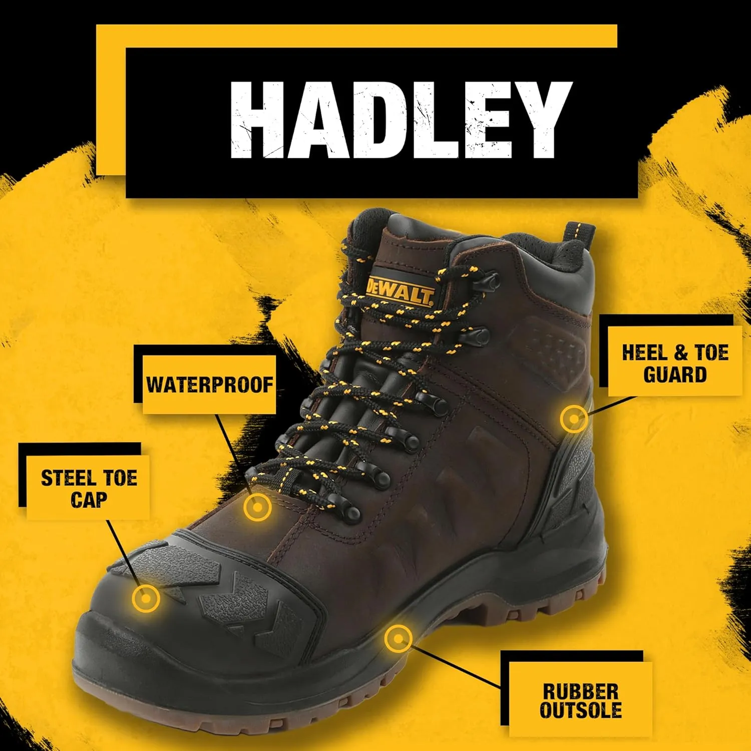 DEWALT Hadley Men's Waterproof, Steel Safety Toe Work Boot, Brown Crazy Horse, 12