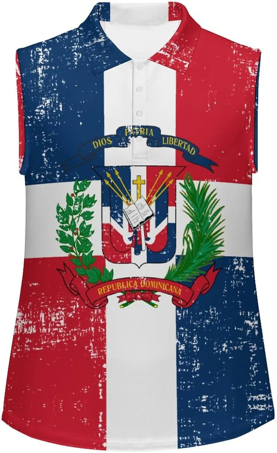 Dominican Republic Flag Women's Sleeveless Golf Polo Shirts Athletic Tank Tops