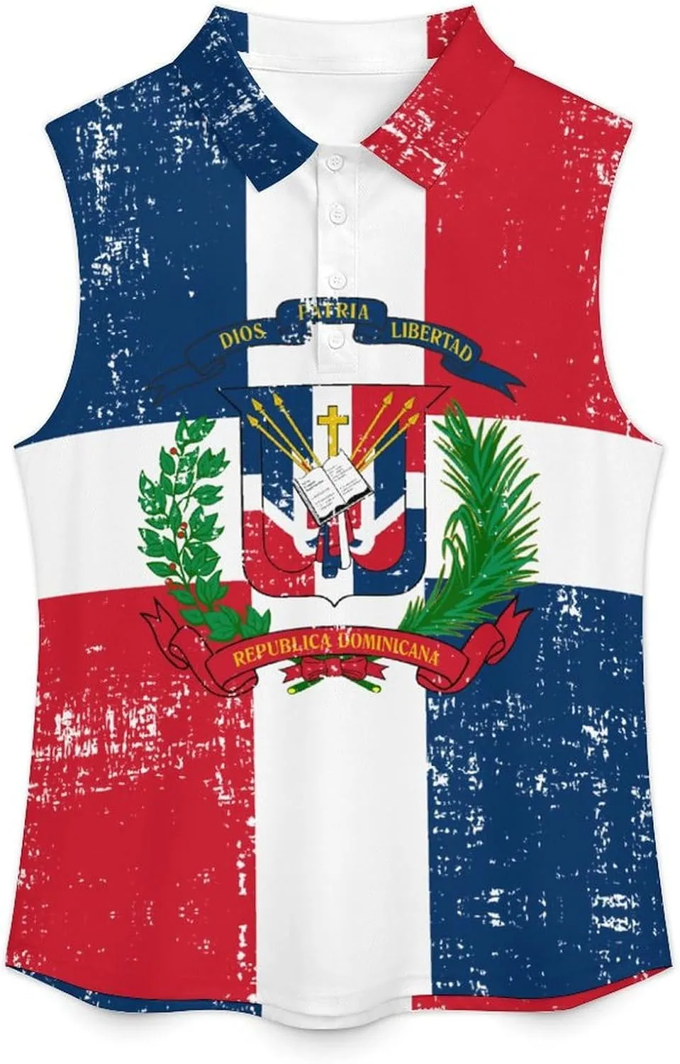 Dominican Republic Flag Women's Sleeveless Golf Polo Shirts Athletic Tank Tops