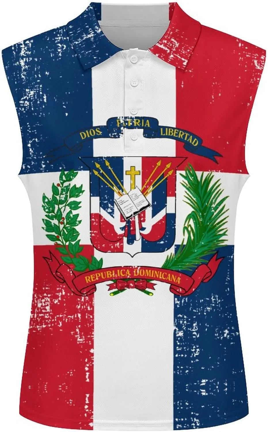 Dominican Republic Flag Women's Sleeveless Golf Polo Shirts Athletic Tank Tops