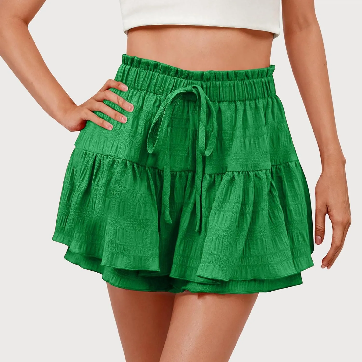 Dressy Casual Skorts for Women Summer Elastic High Waisted Athletic Shorts 2025 Fashion Ruffle Flowy Workout Skirts