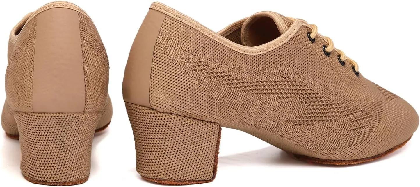 DYZSYIM Women's Ballroom Dance Shoes Lace-up Modern Salsa Teaching Practice Performance Dancing Shoes,Model HD01