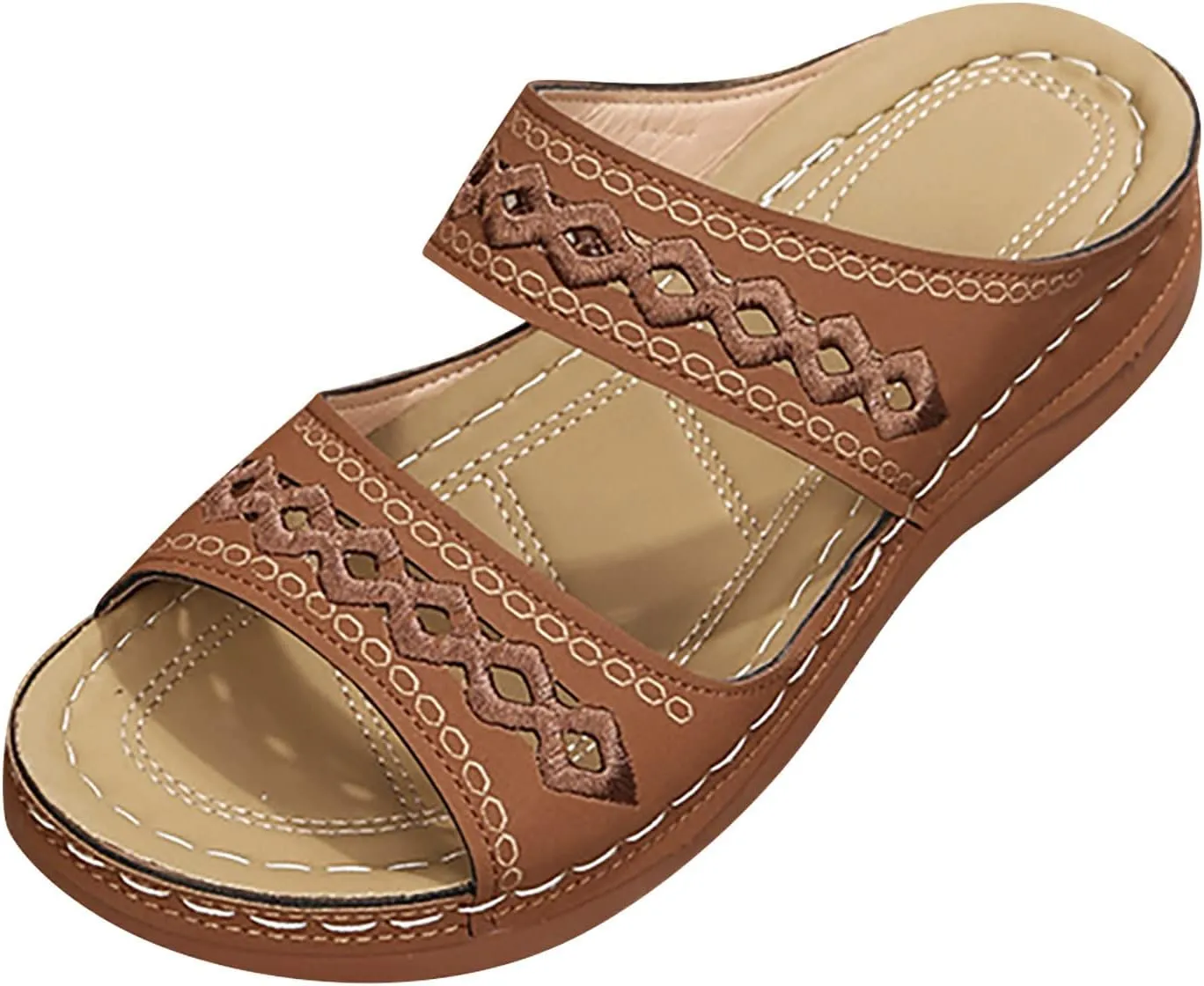 Eduavar Orthopedic Sandals for Women, Sandals for Women Casual Summer Beach Sandals Comfy Open Toe Slip-on Sandals Slippers