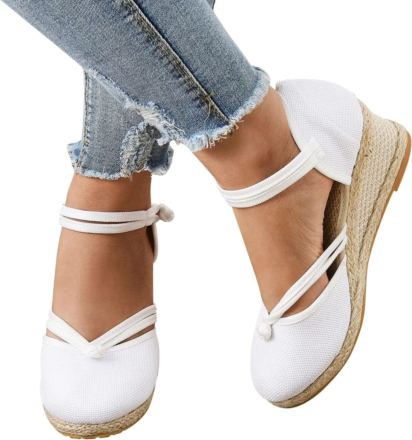 Eduavar Sandals for Women 2023, Sandals Women Dressy Summer Close Toe Sandals Comfy Breathable Wedge Platform Shoes