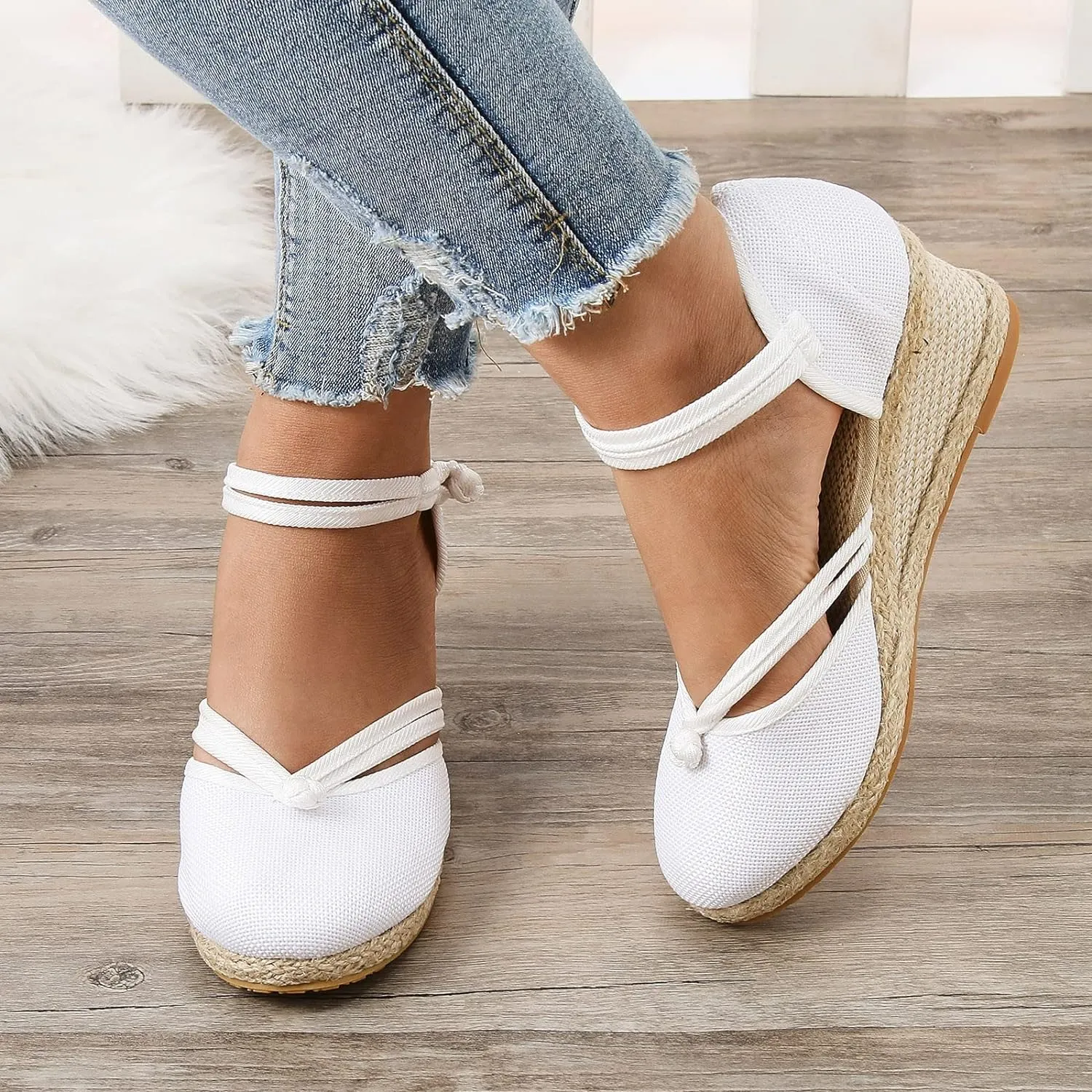 Eduavar Sandals for Women 2023, Sandals Women Dressy Summer Close Toe Sandals Comfy Breathable Wedge Platform Shoes