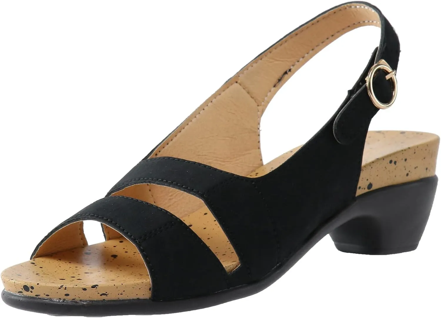 Eduavar Sandals for Women Open Toe Ankle Strap Low Block Dressy Summer Elegant Chunky Heels Sandals Party Dress Pumps Shoes