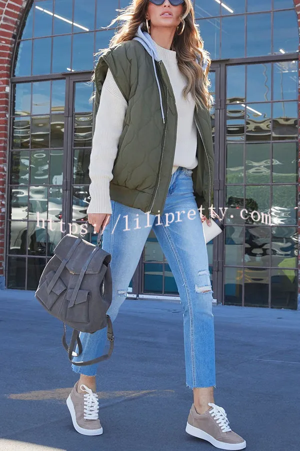 Fall and Forever Zipper Pocket Hooded Quilted Cotton Vest