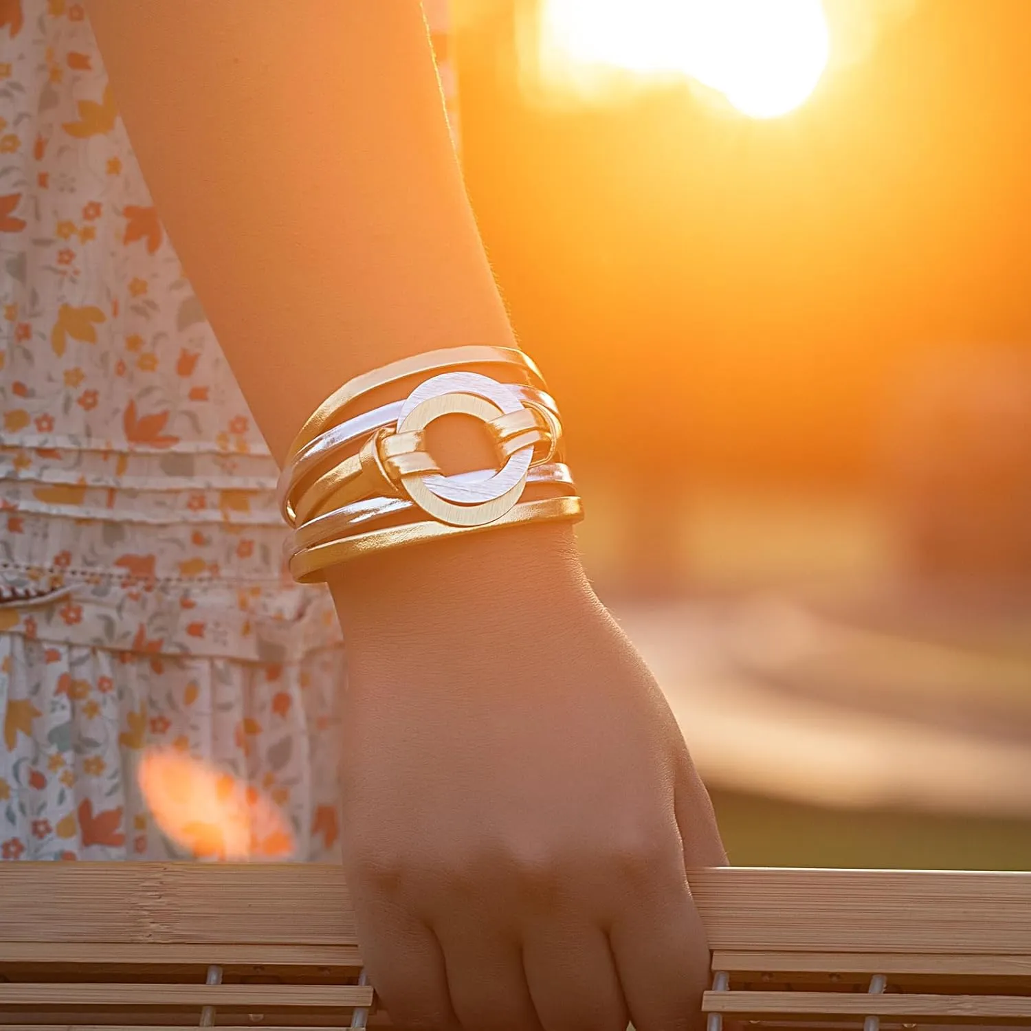 FANCY SHINY Infinity Leather Wrap Bracelets Boho Cuff Bracelets Cute Stackable Bangle with Magnetic Clasp Jewelry Gifts for Women